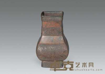 清乾隆 铜兽纹方瓶 16×10cm